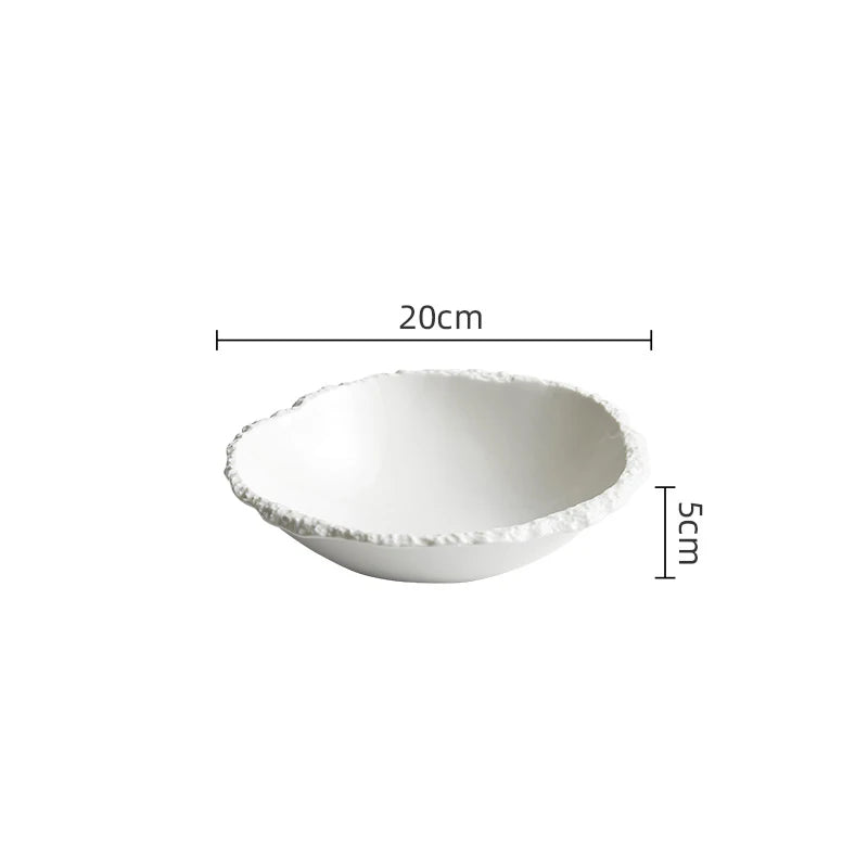 Ceramic Serving Bowl Rustic Natural Design for Salad and Warm Dishes | Sansoti