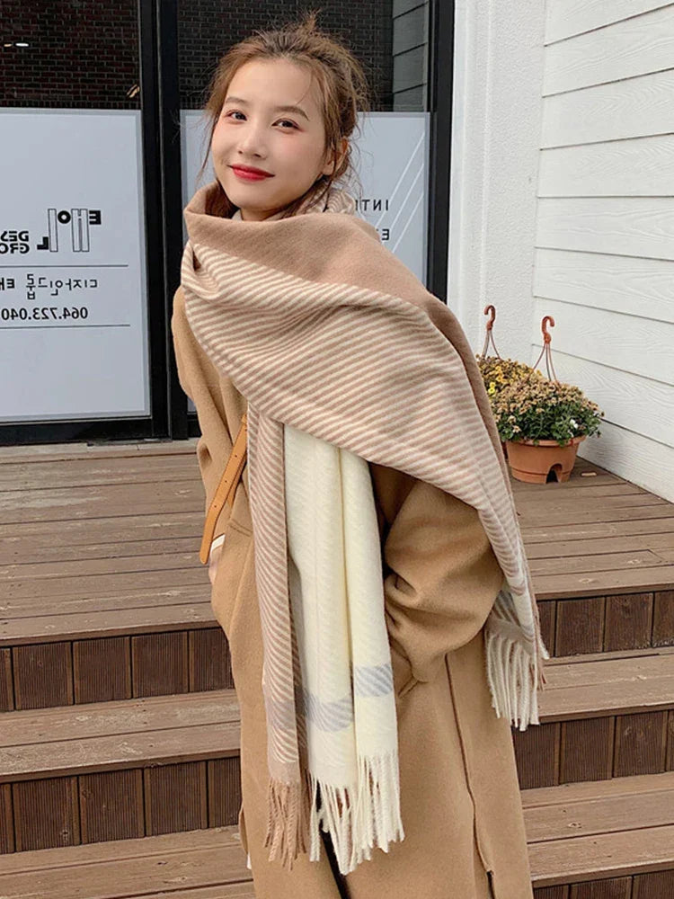 Plaid Winter Accessory Wrap Pashmina Scarf for Women and Men Rectangular Warm Autumn Winter Unisex Stylish | Sansoti