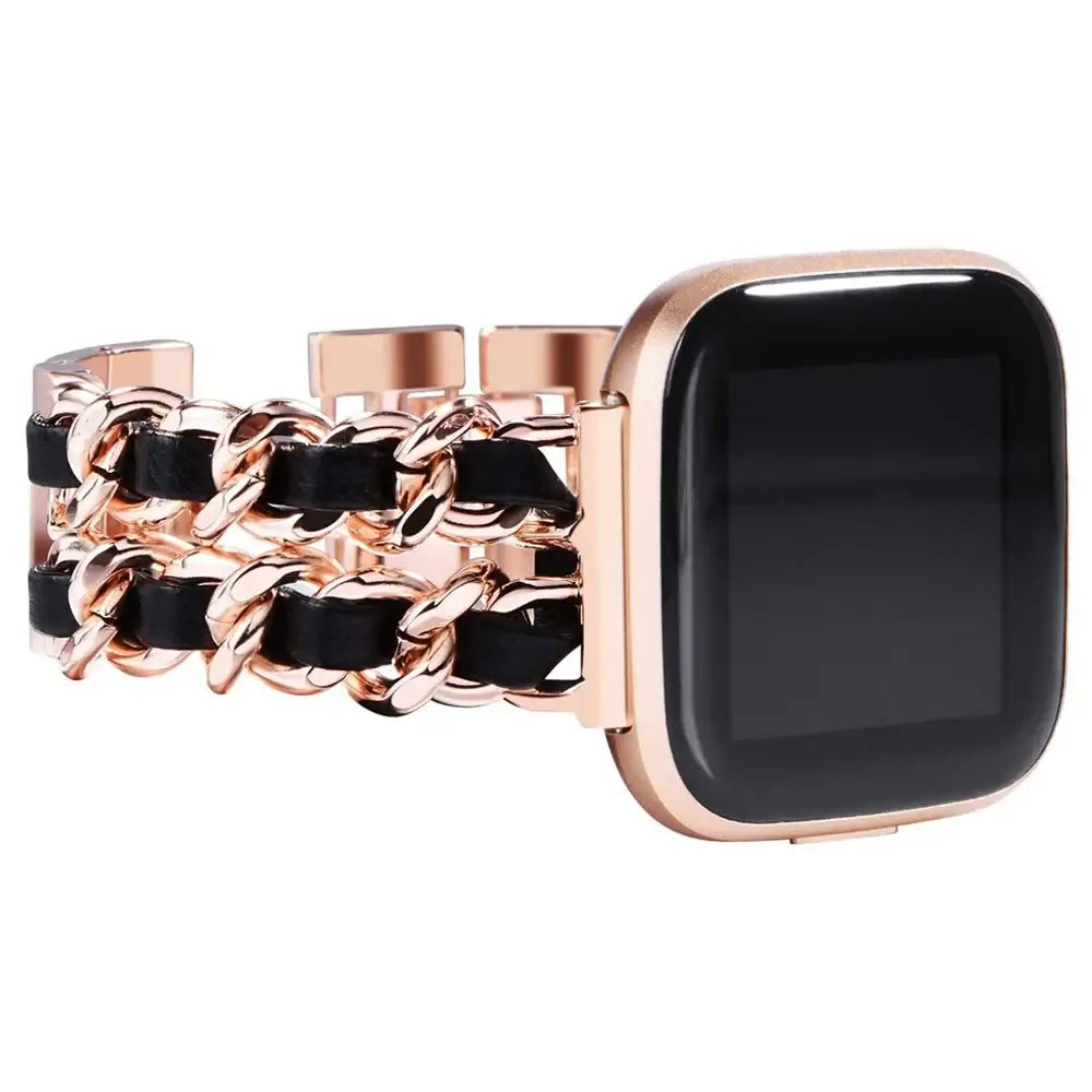 Leather Metal Smartwatch Band with Adjustable Closure Universally Compatible for Fitness Sports Watches | Sansoti