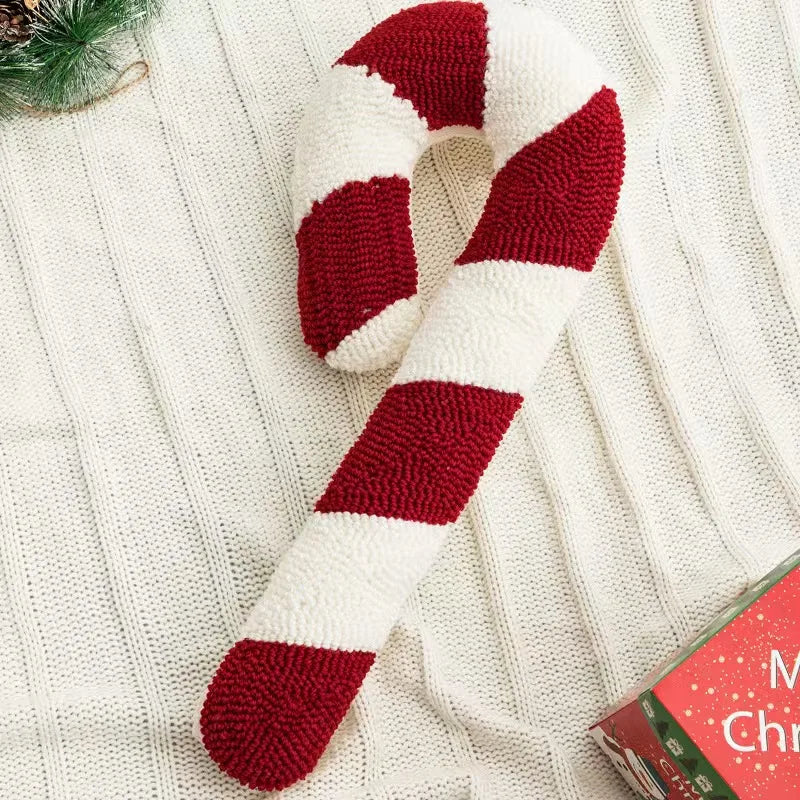 Kerstsierkussen Candy Cane Rood Wit Zacht Fluweel Feestelijk Decoratiekussen Candycane Patroon Woonkamer | Sansoti