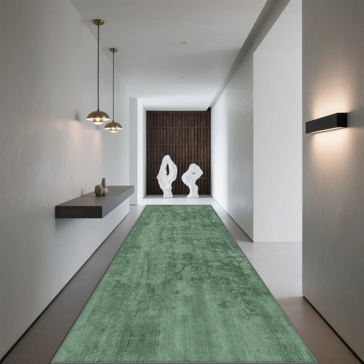 Grey Runner Non-Slip Polyester Hallway Runner with Modern Geometric Pattern for Hallway, Staircase, Entrance, Living Room | Sansoti