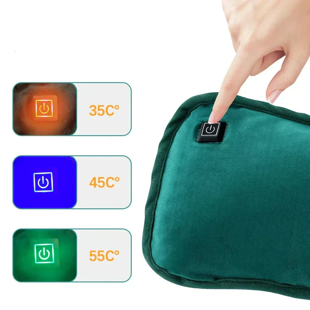 Heatable USB Pillow 30x20cm Light Grey Green Hand Warmer Belly Pillow Travel Pillow | Sansoti