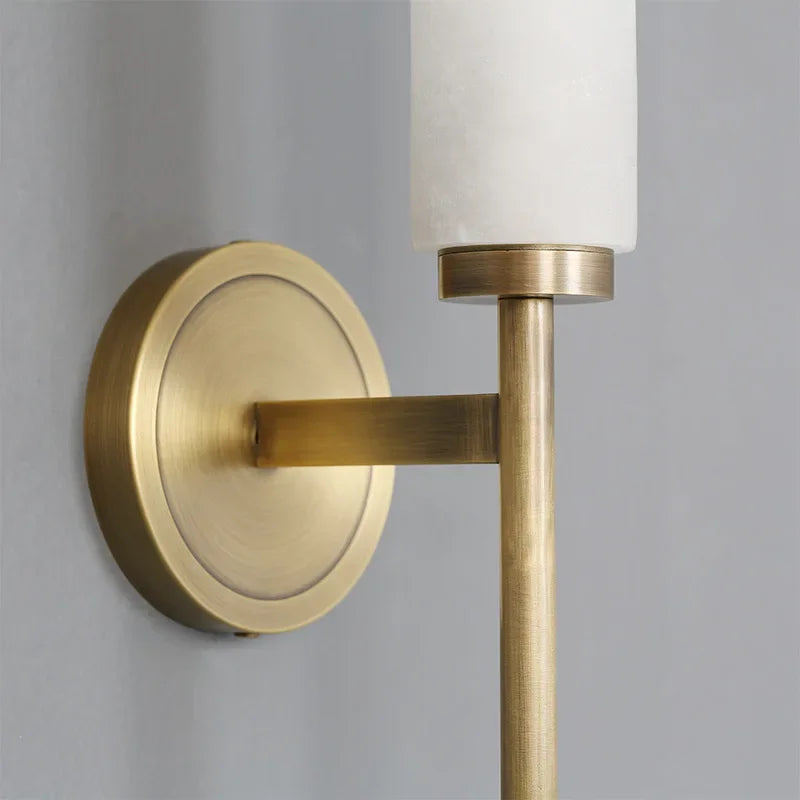 Cilindrische Wandlamp Albast Marmer Modern Zwart Goud LED 48cm Hal Slaapkamer Woonkamer Sfeerverlichting | Sansoti