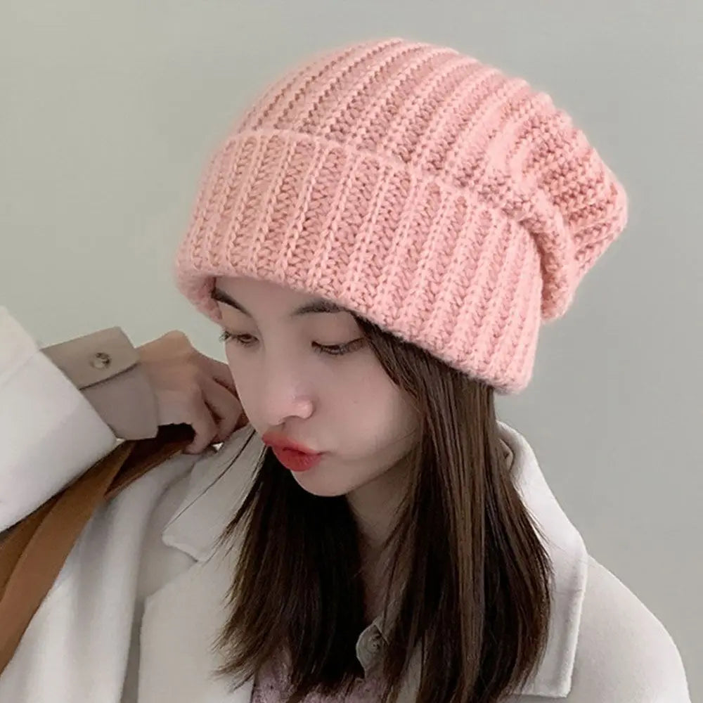 Gestrickte Baumwollmütze Unisex Beanie Winterkopfbedeckung Hip-Hop Streetwear Wärme Einfarbig Skatewear | Sansoti