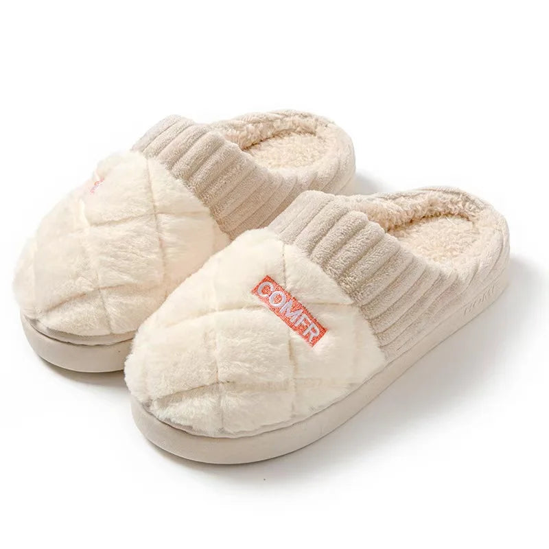 Casual huispantoffels voor dames Zachte bodem Pluche pantoffels Antislip thermische pantoffels Binnen Winter Herenmode Casual flats Slip