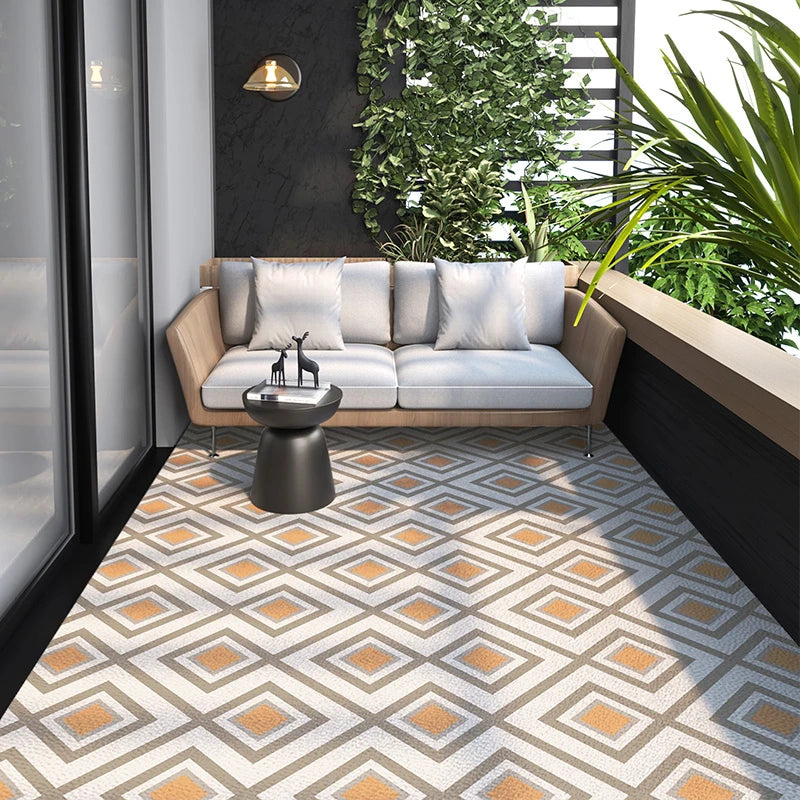 Teppich PVC Leder Rutschfest Küche Balkon Wohnzimmer Geometrisches Muster Modernes Design Bodenbelag | Sansoti