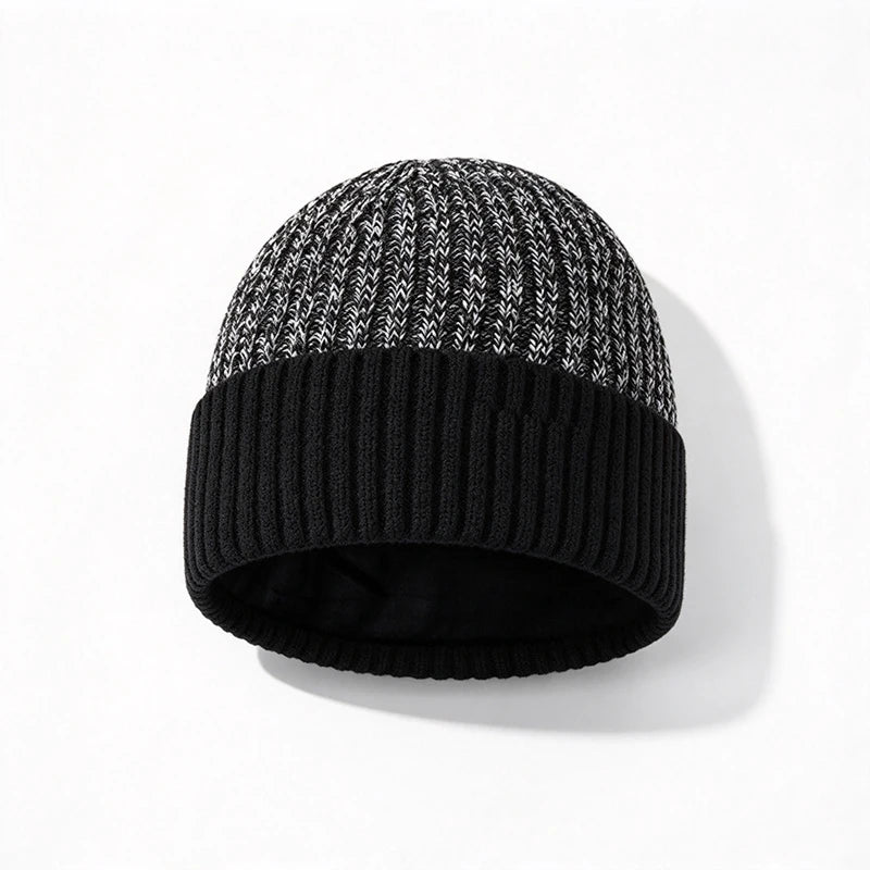 Knitted Winter Hat for Men with Fleece Lining, Ribbed Beanie, Thermal Warmth, Ski Hat for Outdoor Activities | Sansoti