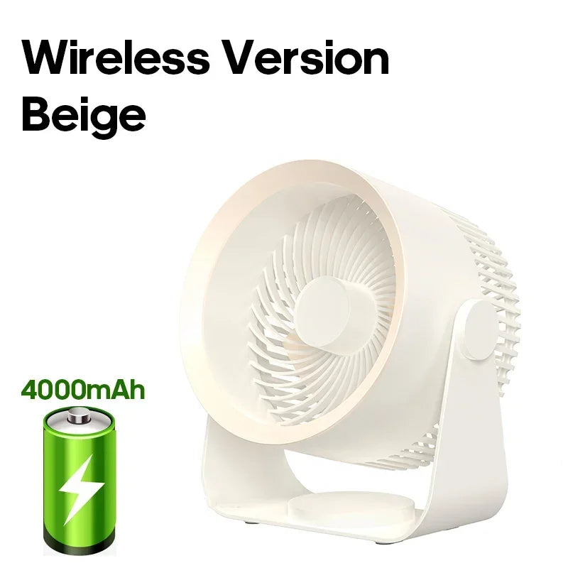 Wireless Circulation Fan 4000mAh Rechargeable Wall Mount No Drilling Quiet Desk Bathroom Bedroom Air Circulation | Sansoti
