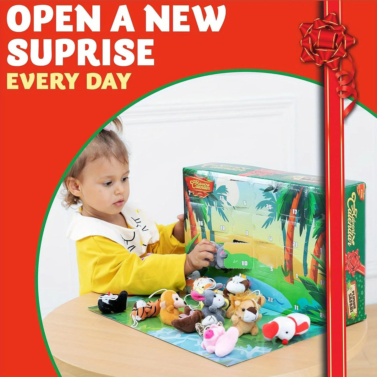 Adventskalender met 24 Mini Knuffeldieren Kerstmis Aftellen Interactief Speelgoed Kerst Surprise Kinderen | Sansoti