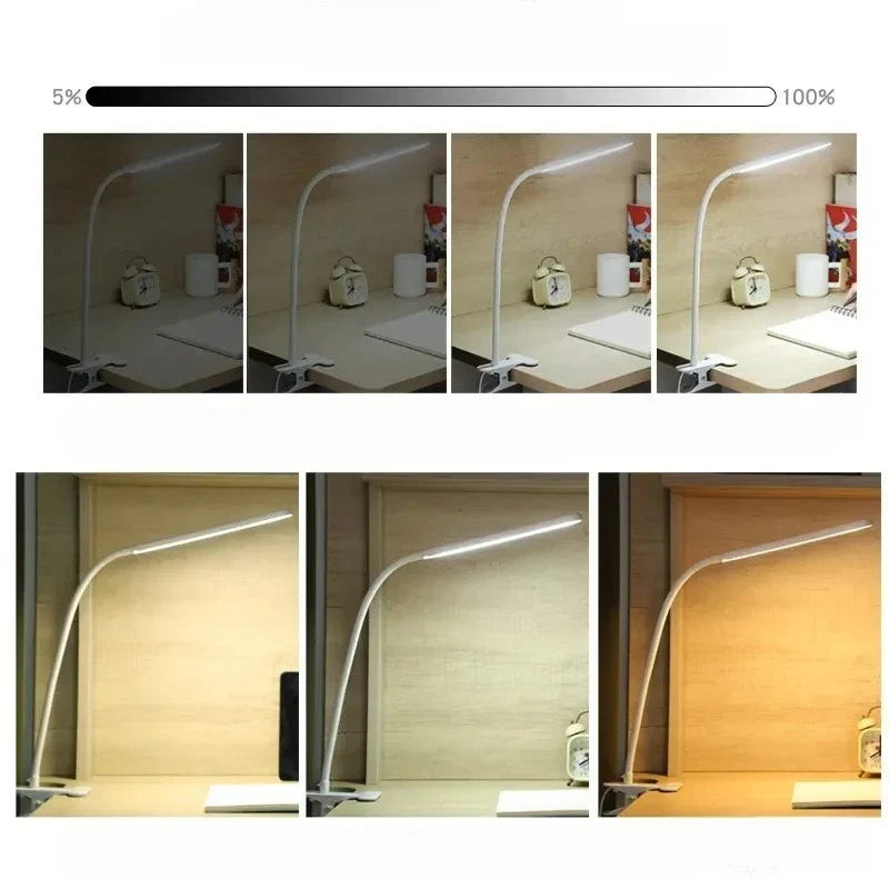 LED Klemlamp met Verstelbare Arm 3 Lichtstanden 10 Dimstanden USB Bureaulamp Leeslamp Flexibel Werkplek | Sansoti
