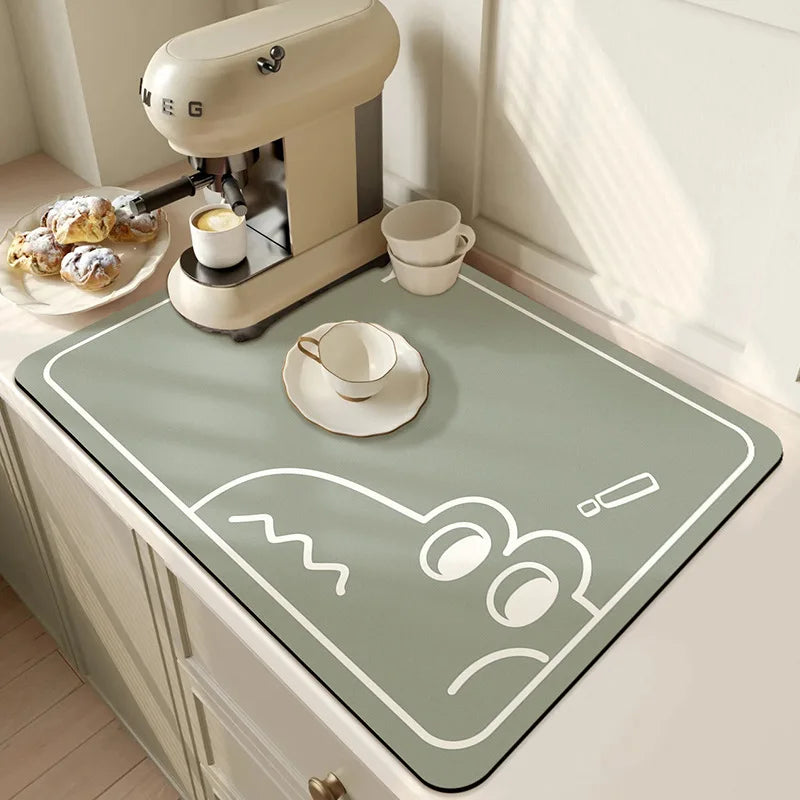 Tapis de Cuisine Absorbant Antidérapant Microfibre 50x60cm Lavable Tapis de Séchage | Sansoti