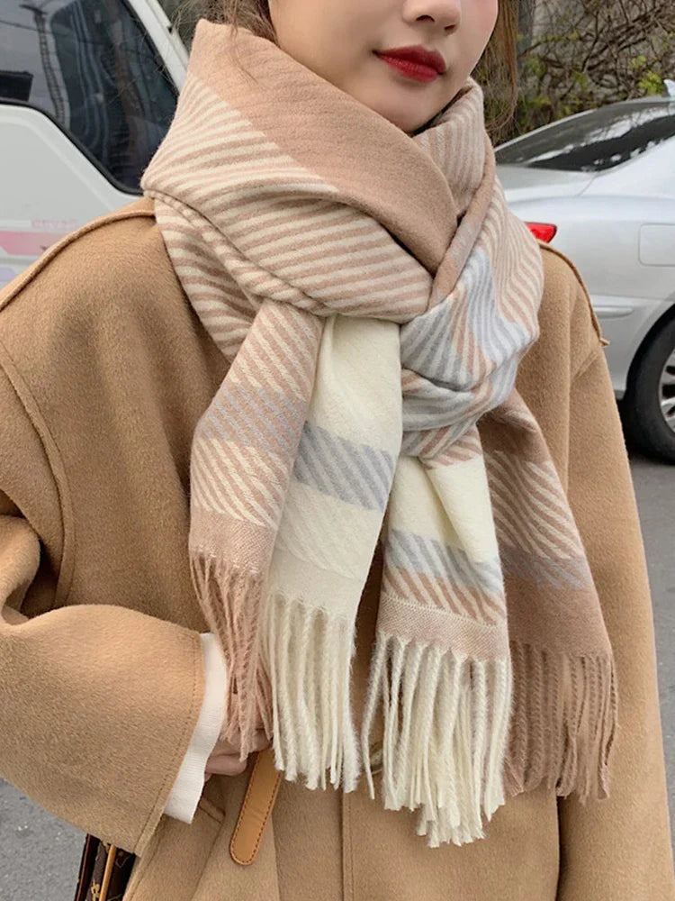 Plaid Winter Accessory Wrap Pashmina Scarf for Women and Men Rectangular Warm Autumn Winter Unisex Stylish | Sansoti