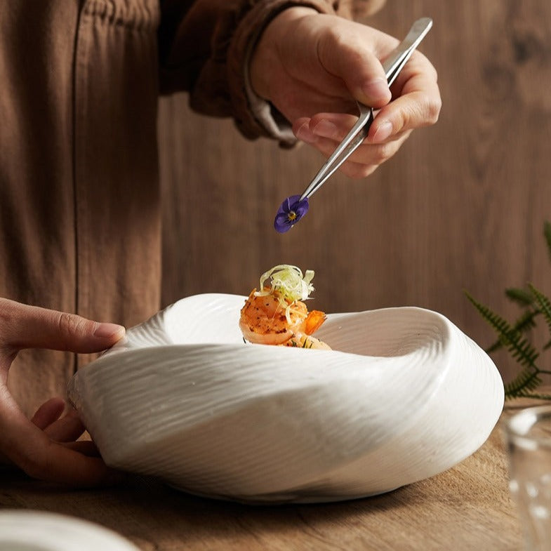Ceramic Bowl with Spiral Pattern – Handmade Tableware for Salads and Pasta | Sansoti