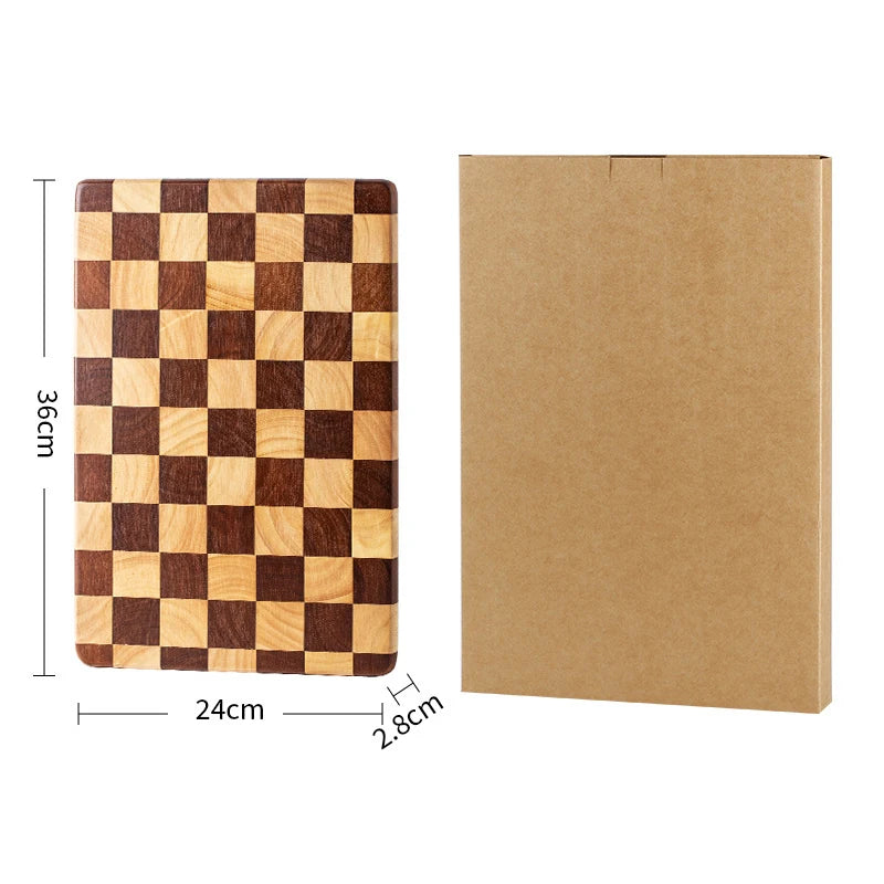 Houten Snijplank End Grain Rubberhout Rechthoekig Omkeerbaar Serveerplateau Keuken Hapjes Brood Serveren | Sansoti