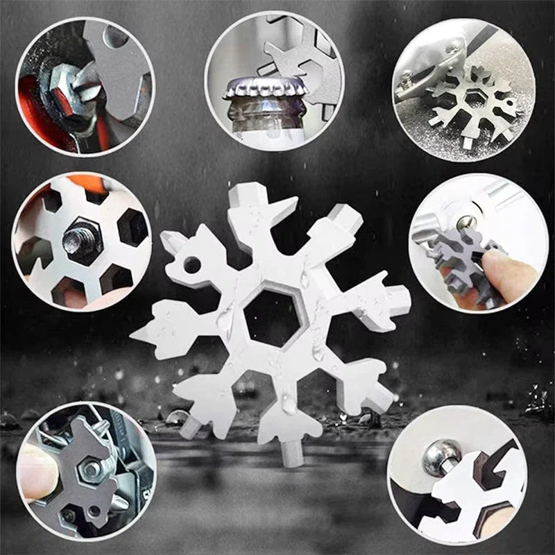 18-in-1 Snowflake Multitool in Compact Keychain Size with Wrenches, Screwdrivers, and Bottle Opener | Sansoti