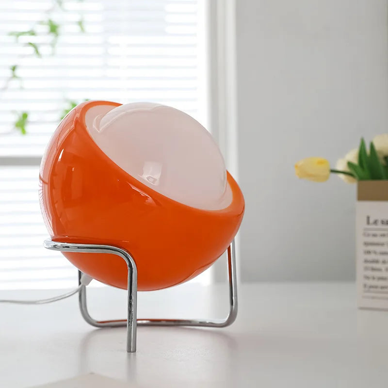 Glaskugelförmige Tischlampe LED Orange Retro Schlafzimmer Wohnzimmer Nachttisch Schreibtischlampe Bauhaus Nordic Stimmungslicht Dekorativ | Sansoti