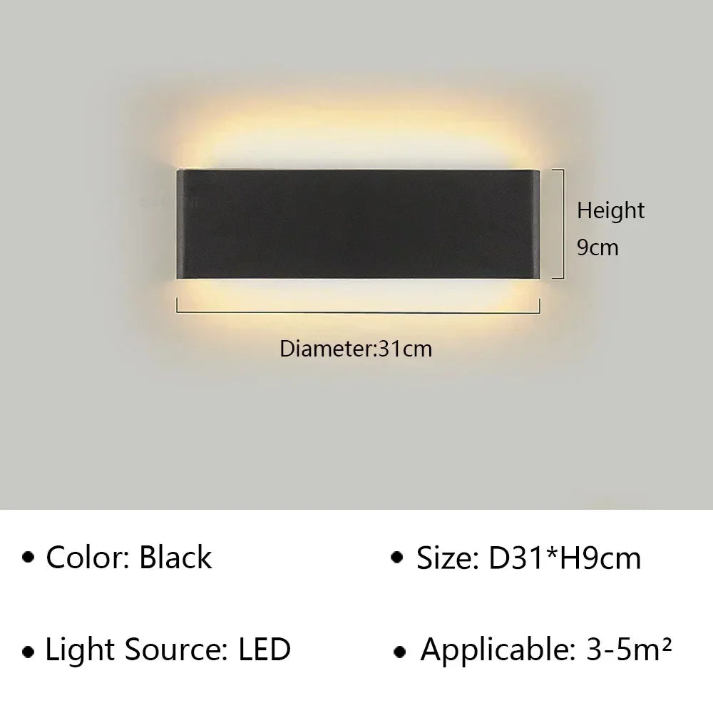 LED Wall Light Modern Aluminum Acrylic 30cm Warm White Black Gold Bedroom Hallway Bathroom Minimalist Design | Sansoti