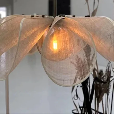Hanglamp Linnen Kap Messing Frame E27 Fitting Warme Sfeerverlichting Woon- en Eetkamer Scandinavisch Design | Sansoti