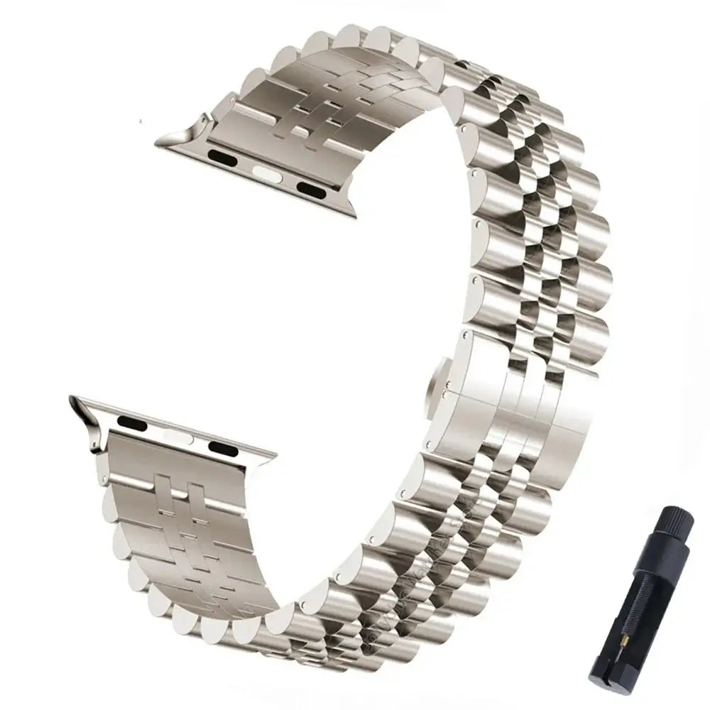 Verstelbaar smartwatch-bandje van roestvrij staal, metalen polsband, universeel, elegant ontwerp | Sansoti