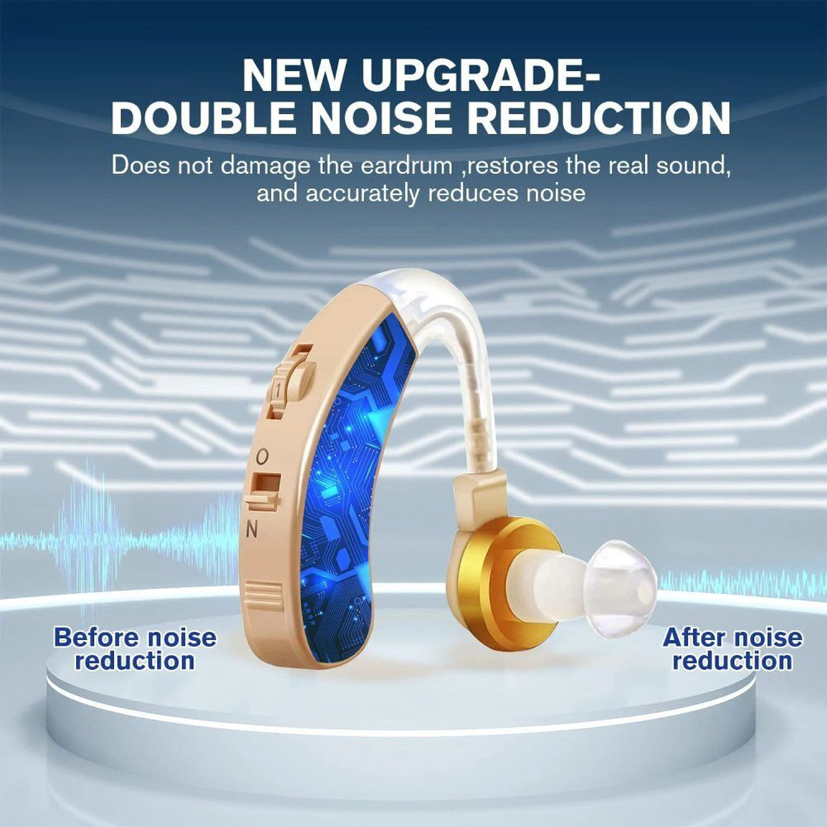 Amplificateur auditif sans fil contour d’oreille, volume réglable, réduction du bruit, pour seniors, confortable et portable | Sansoti