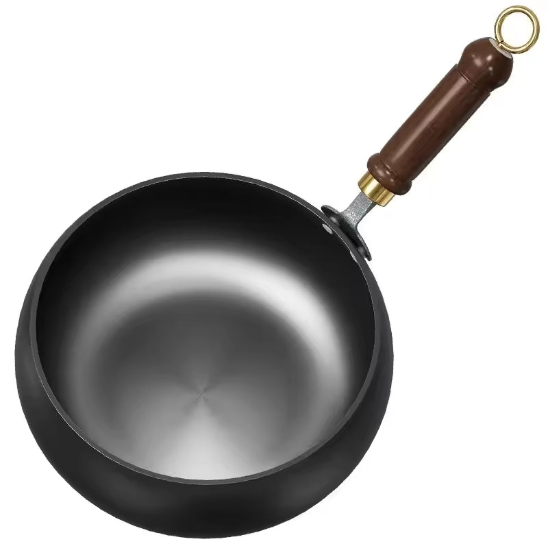 Gusseiserne Wokpfanne Mit Deckel Schwarz Ofenfest 24cm | Sansoti