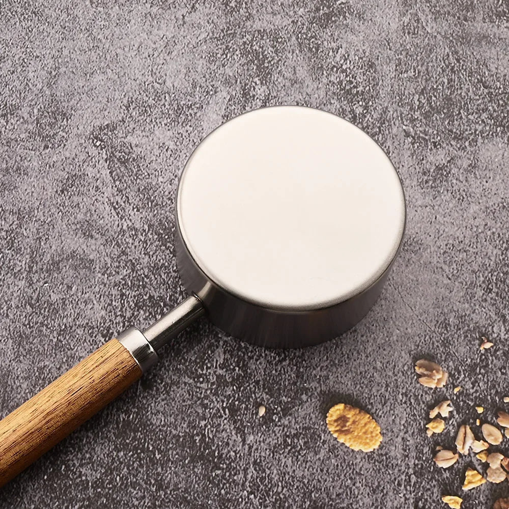 Messlöffel-Set 8-teilig aus Edelstahl mit Holzgriff – Nestbares Küchenwerkzeug zum Backen und Kochen | Sansoti