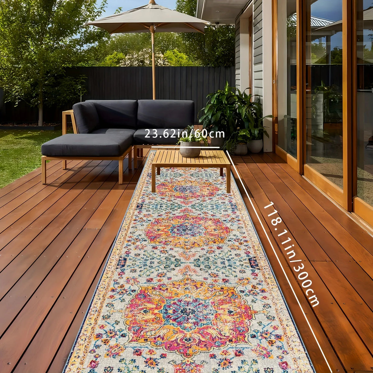 Bohemian runner rug for hallway, corridor, kitchen, bedroom, polyester non-slip waterproof living room decorative rug | Sansoti