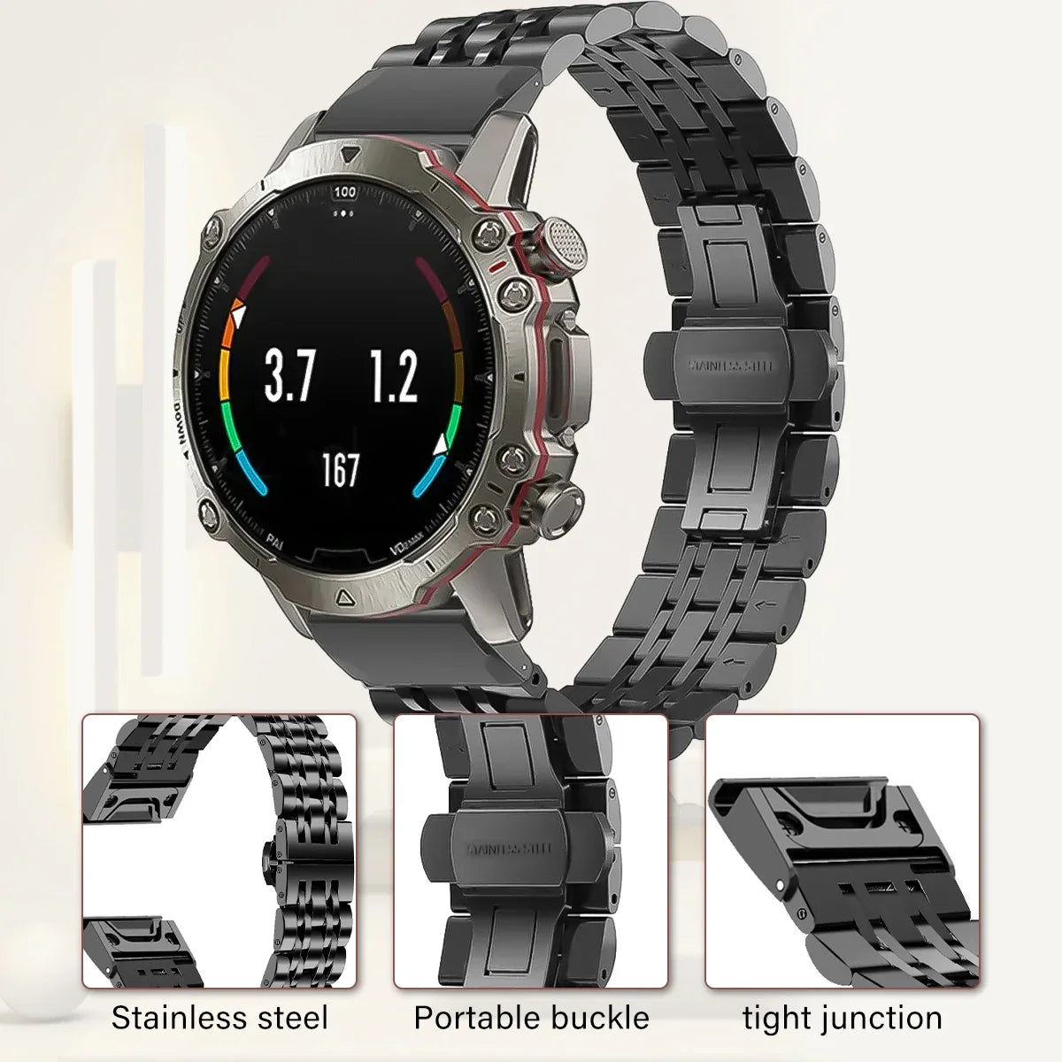 RVS Horlogeband Schakelarmband Metaal 20mm 22mm 26mm Polsband Smartwatch Accessoire Universeel Vervangband | Sansoti