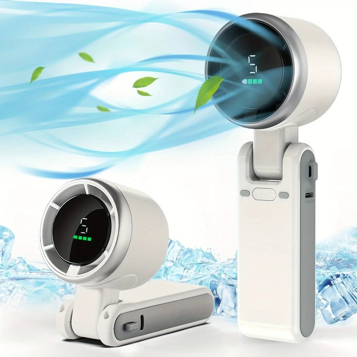 Portable Handheld Turbo Fan 5 Speeds Foldable Compact Travel Fan Rechargeable Battery USB | Sansoti