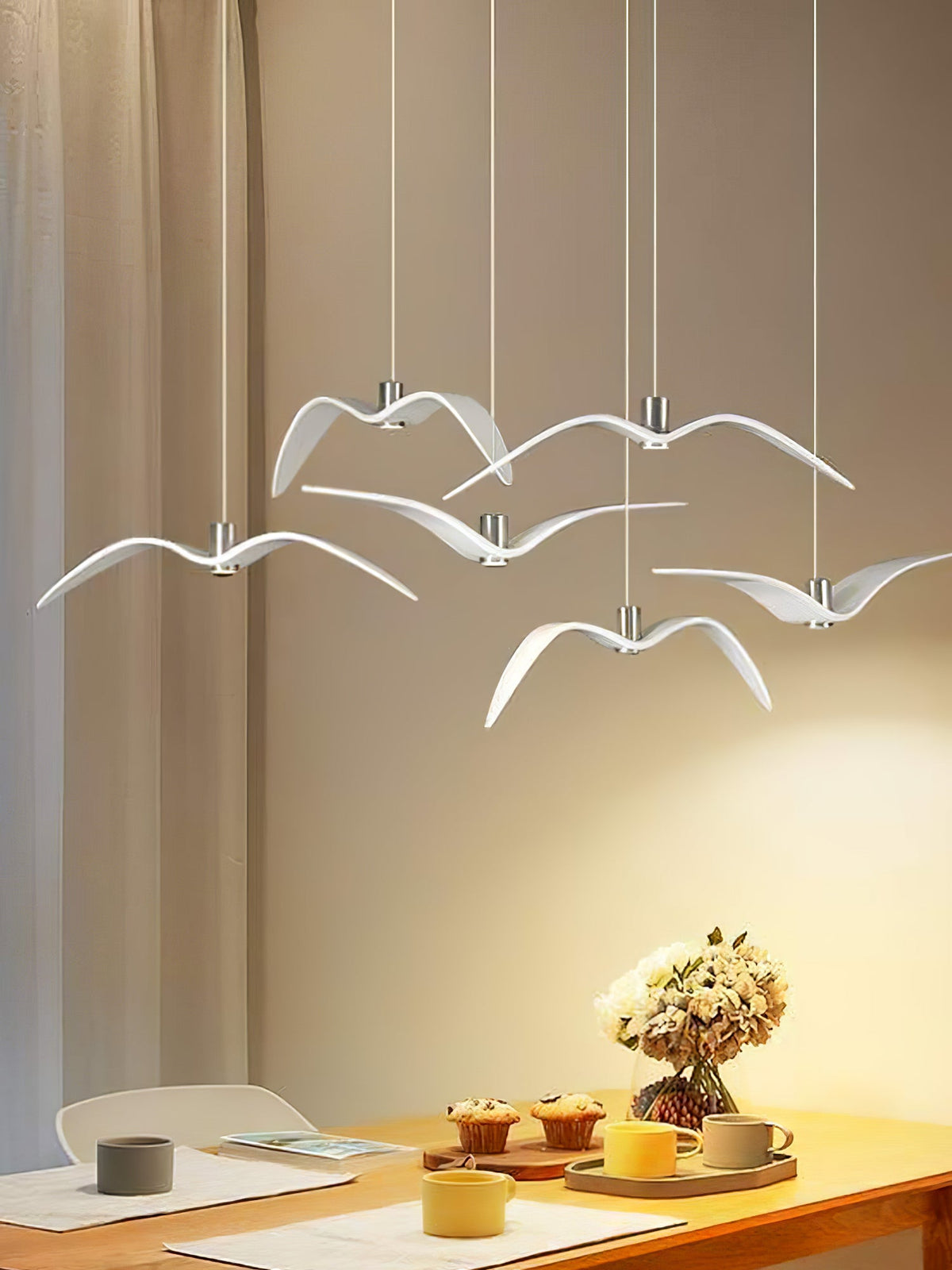 Suspension LED design oiseau résine aluminium blanc noir 3000K 4000K 6000K salon lampe pendante minimaliste organique plafonnier | Sansoti
