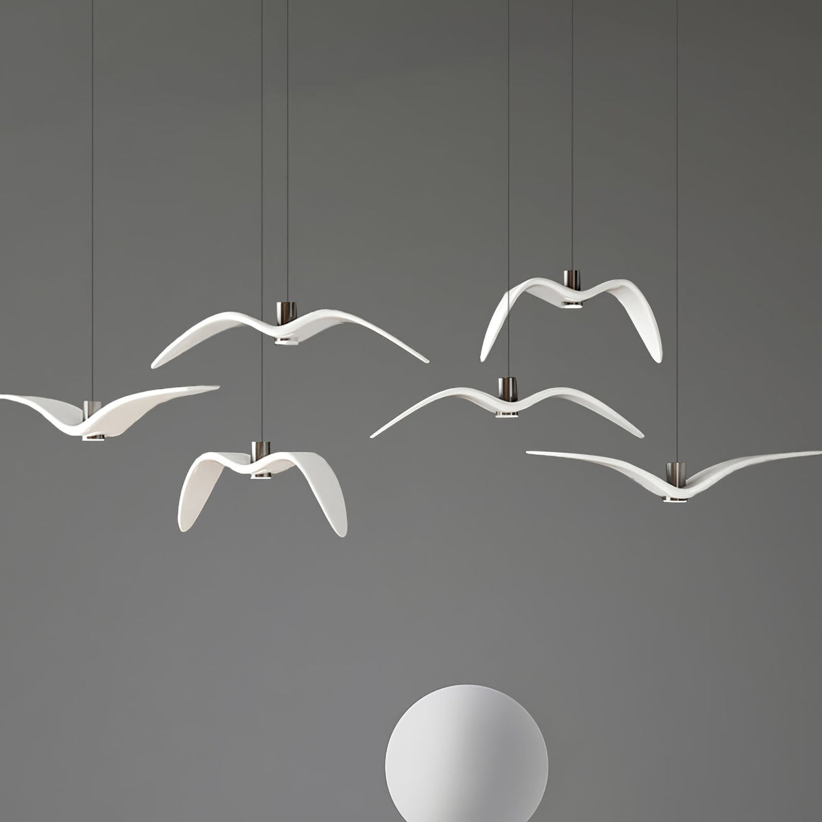 Suspension LED design oiseau résine aluminium blanc noir 3000K 4000K 6000K salon lampe pendante minimaliste organique plafonnier | Sansoti
