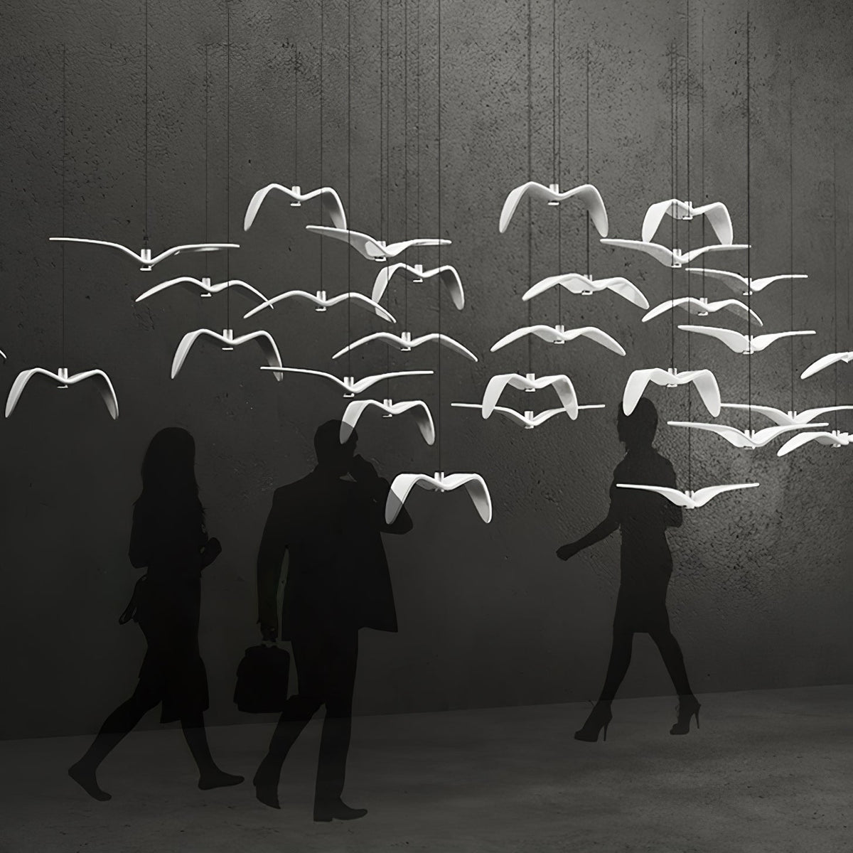 Suspension LED design oiseau résine aluminium blanc noir 3000K 4000K 6000K salon lampe pendante minimaliste organique plafonnier | Sansoti