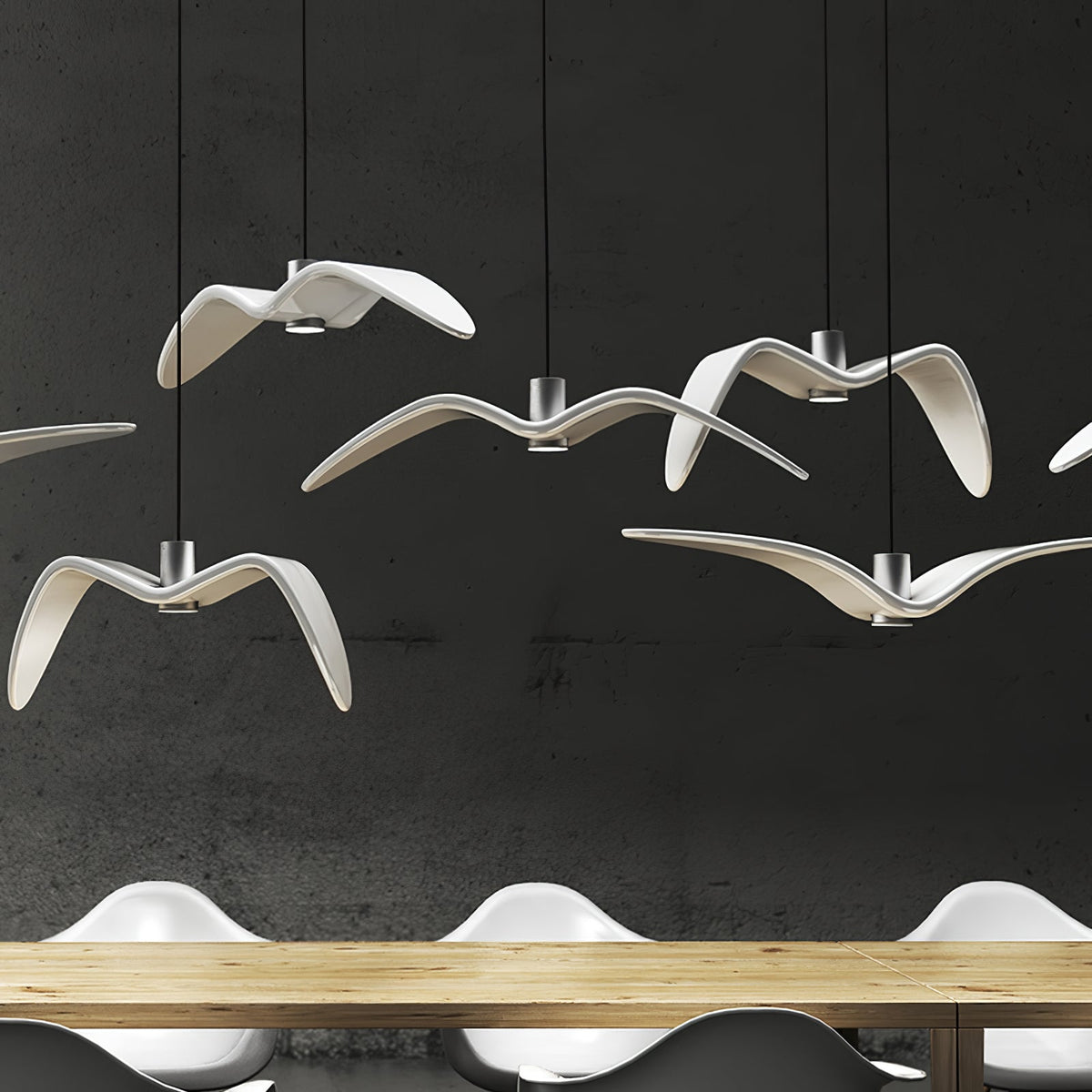 Suspension LED design oiseau résine aluminium blanc noir 3000K 4000K 6000K salon lampe pendante minimaliste organique plafonnier | Sansoti