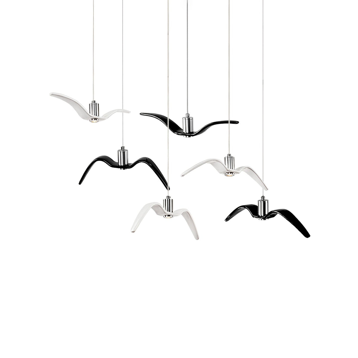 Suspension LED design oiseau résine aluminium blanc noir 3000K 4000K 6000K salon lampe pendante minimaliste organique plafonnier | Sansoti