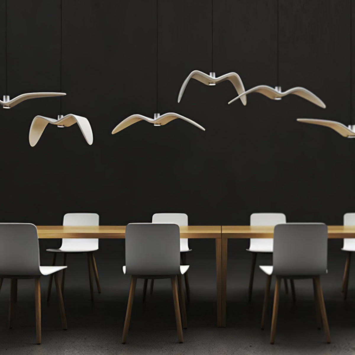 Suspension LED design oiseau résine aluminium blanc noir 3000K 4000K 6000K salon lampe pendante minimaliste organique plafonnier | Sansoti