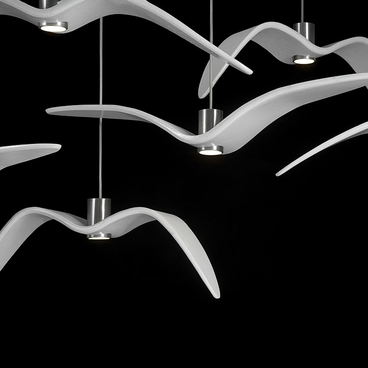 Suspension LED design oiseau résine aluminium blanc noir 3000K 4000K 6000K salon lampe pendante minimaliste organique plafonnier | Sansoti