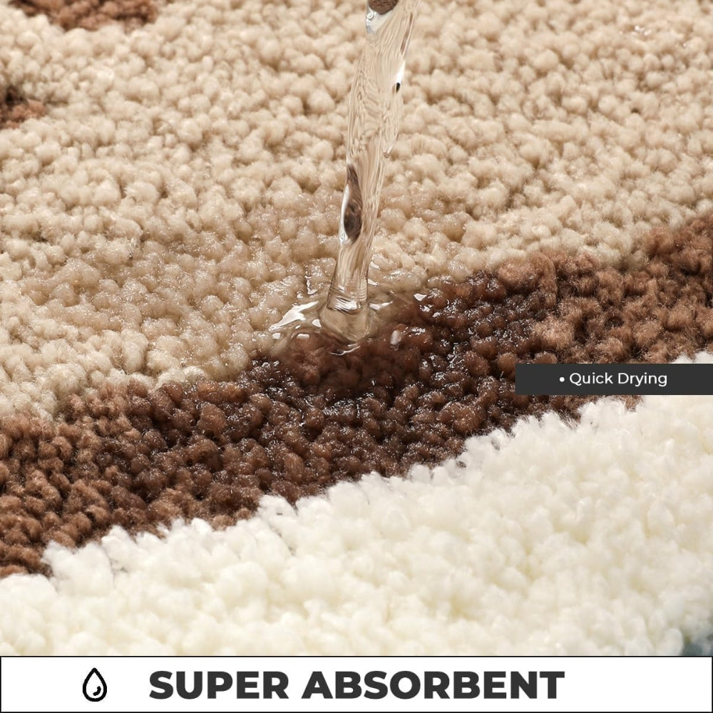 Beach Footprint Bath Mat – Absorbent Flocking Soft Carpet Anti-Slip Coastal Pattern Bathroom Floor Mat 51x81cm – Maritime Beach Design Shower Mat with Footprints | Sansoti