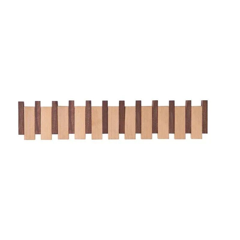 Magnetic Wall Coat Rack Beech & Walnut – Foldable Hooks Durable FSC Wood Narrow Design Hall Entrance Bedroom Scandinavian | Sansoti