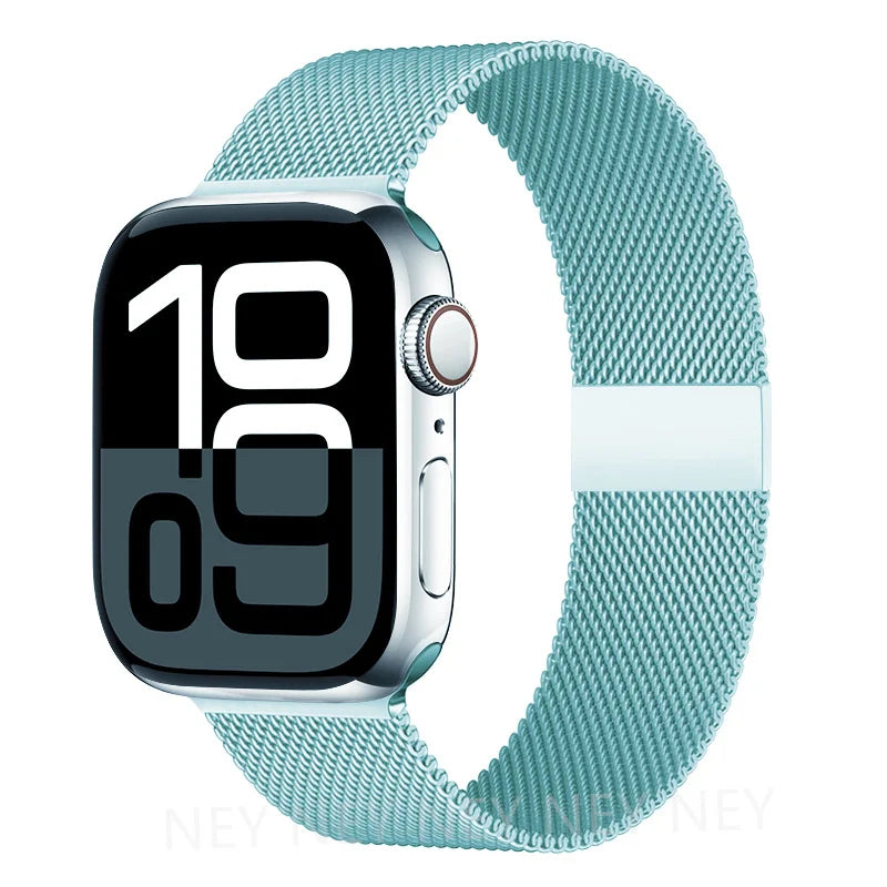 Mediolański pasek do zegarka z siatki ze stali nierdzewnej, regulowany, z magnetycznym zapięciem, do smartwatcha 38–49 mm, akcesorium na nadgarstek | Sansoti