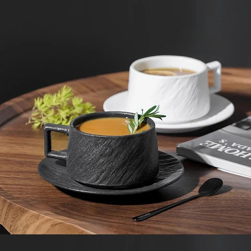 Ceramic Coffee Mug with Saucer – Scandinavian Tableware for Coffee and Tea | Sansoti