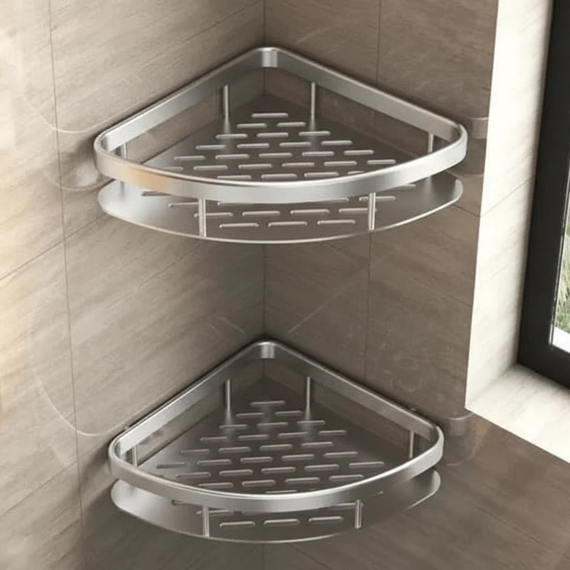 Bathroom Shelf Self-Adhesive No Drilling ABS Stainless Steel Corner Shelf Shower Scandinavian Modern | Sansoti
