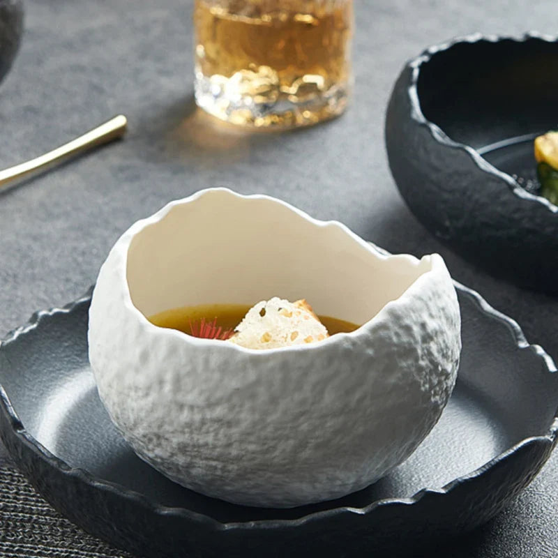 Sculptural Porcelain Serving Bowl for Desserts and Snacks in Modern Minimalist Design | Sansoti