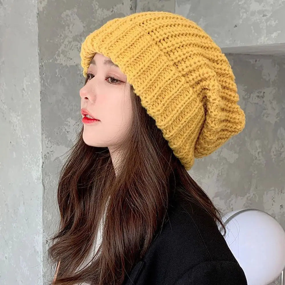 Gestrickte Baumwollmütze Unisex Beanie Winterkopfbedeckung Hip-Hop Streetwear Wärme Einfarbig Skatewear | Sansoti