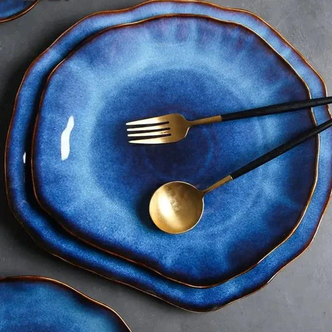 Handmade Porcelain Dinnerware Set 4-Piece Unique Color Patterns Microwave and Dishwasher Safe for Daily Use | Sansoti