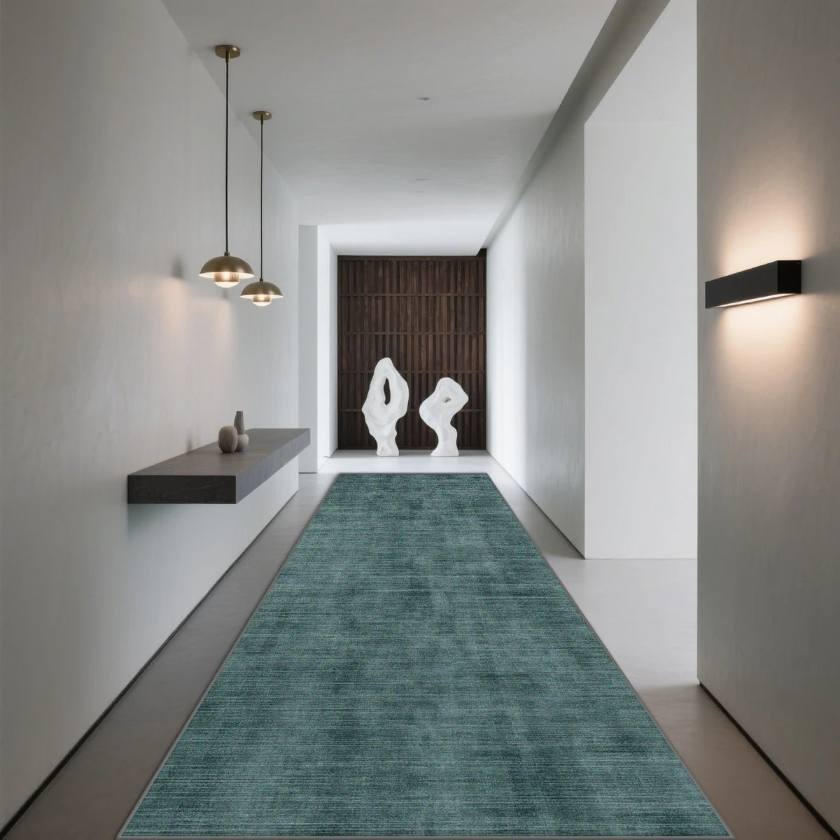 Grey Runner Non-Slip Polyester Hallway Runner with Modern Geometric Pattern for Hallway, Staircase, Entrance, Living Room | Sansoti