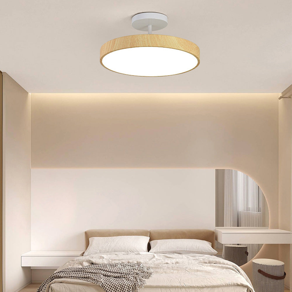 LED Deckenleuchte Holzoptik Gold Rund Halbaufbau Wohnzimmer Schlafzimmer Esszimmer Design Deckenbeleuchtung | Sansoti