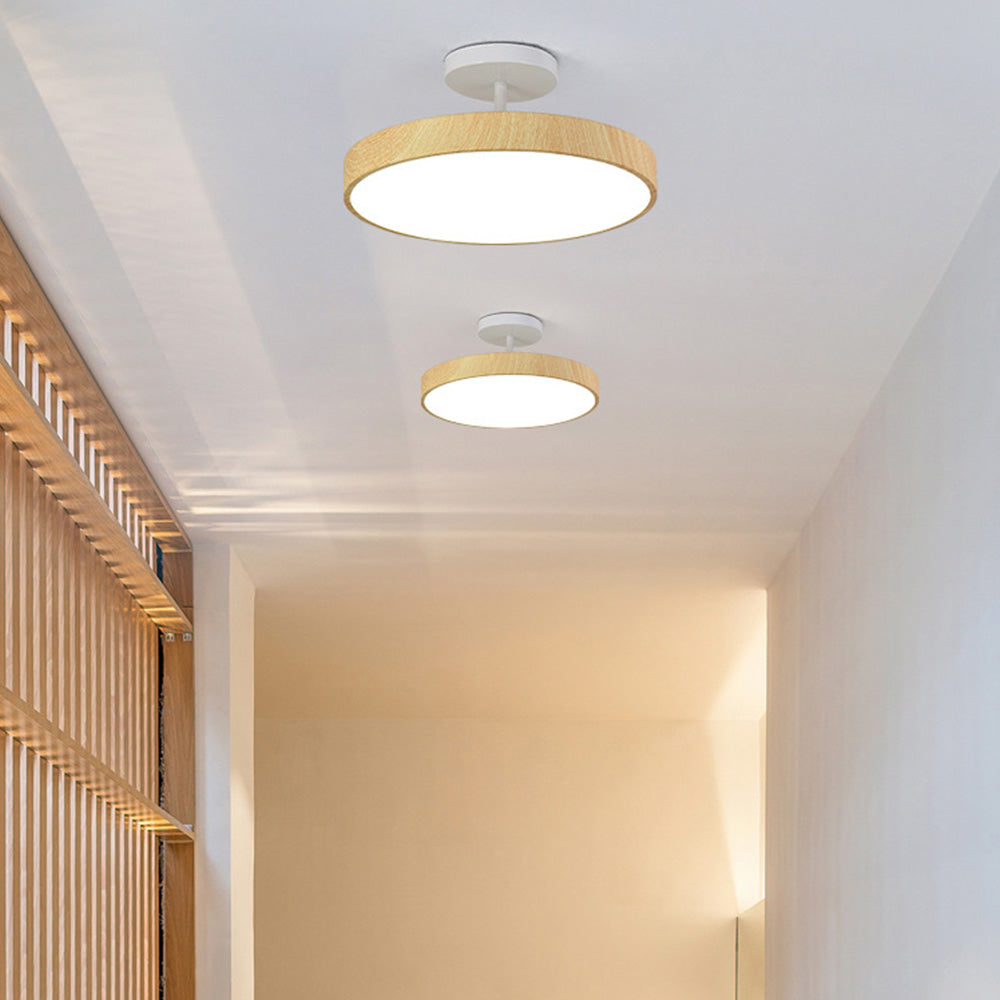 LED Deckenleuchte Holzoptik Gold Rund Halbaufbau Wohnzimmer Schlafzimmer Esszimmer Design Deckenbeleuchtung | Sansoti