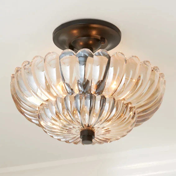 Retro-Deckenlampe aus Glas – bernsteinfarben oder klar – nostalgische Stimmungsbeleuchtung für Küche, Wohnzimmer, Esszimmer – Vintage-Design – E27-Fassung | Sansoti
