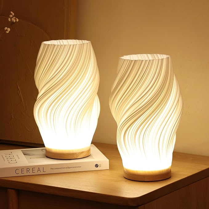 Table Lamp Wave Cloud Swirl Glass Iron Dimmable E14 LED Medium Large Living Room Bedroom | Sansoti