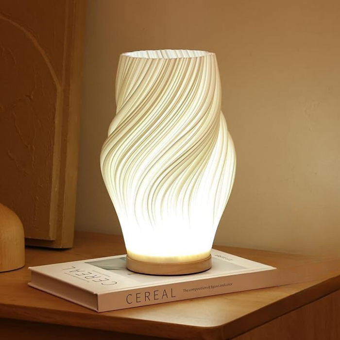 Table Lamp Wave Cloud Swirl Glass Iron Dimmable E14 LED Medium Large Living Room Bedroom | Sansoti